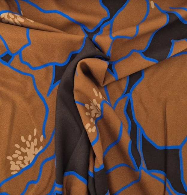 100% Eco Vero Viskose Crepe Riesenblume braun